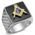 Men's Stainless Steel Ring with Black Jet Semi Precious Agate Stone - Size 8 - IMAGE 1