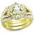 3-Piece Women's Gold Ion Plated Stainless Steel Wedding Ring Set with CZ Stones, Size 5 - IMAGE 1