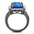 Women's Light Black IP Stainless Steel Engagement Ring with Capri Blue Crystal, Size 5 - IMAGE 3