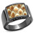 Women's Stainless Steel Ring with Brown Leather Stone - Size 10 - IMAGE 1