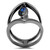Women's Light Black IP Stainless Steel Ring with London Blue Synthetic Spinel, Size 9 - IMAGE 3