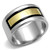 Two Tone Gold Ion Plated Stainless Steel Men's Ring with Black Jet Epoxy - Size 13 (Pack of 2) - IMAGE 1