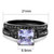 2-Piece IP Light Black Wedding Ring Set with Light Amethyst CZ Stones, Size 6 - IMAGE 2