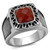 Stainless Steel Men's Ring with Semi Precious Siam Agate - Size 8 - IMAGE 1