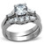 2-Piece Women's Stainless Steel Wedding Ring Set with Cubic Zirconia, Size 10 - IMAGE 1