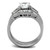 2-Piece Women's Stainless Steel Wedding Ring Set with Cubic Zirconia, Size 10 - IMAGE 3