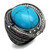 Women's Light Black IP Stainless Steel Ring with Sea Blue Synthetic Stone - Size 7 - IMAGE 1