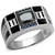 Men's Stainless Steel Ring with Black Diamond Oblong Cubic Zirconia - Size 12 (Pack of 2) - IMAGE 1