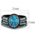 2-Piece Women's Light Black IP Stainless Steel Wedding Ring Set with Sea Blue CZ, Size 5 - IMAGE 2