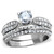 2-Piece Women's Stainless Steel Pave Wedding Ring Set with Cubic Zirconia, Size 6 - IMAGE 1
