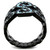 Women's Black IP Stainless Steel Tapered Ring with Sea Blue Crystals - Size 7 - IMAGE 3
