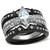 3-Piece Women's Stainless Steel Wedding Ring Set with Marquise Cubic Zirconia, Size 5 - IMAGE 1
