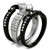 3-Piece Women's Stainless Steel Wedding Ring Set with Marquise Cubic Zirconia, Size 5 - IMAGE 4