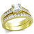 2-Piece Women's Stainless Steel IP Gold Wedding Ring Sets with Cubic Zirconia - Size 5 - IMAGE 1