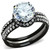2-Piece Women's Two-Tone Black IP Stainless Steel Wedding Ring Set with CZ - Size 9 - IMAGE 1