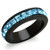 Women's Black IP Stainless Steel Straight Ring with Sea Blue Crystals - Size 6 - IMAGE 1