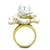 Women's IP Gold Flower Shaped Stainless Steel Ring with White Synthetic Pearl - Size 9 - IMAGE 3