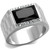 Stainless Steel Men's Ring with Black Jet Synthetic Onyx and Clear Stones - Size 12 - IMAGE 1