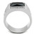Stainless Steel Men's Ring with Black Jet Synthetic Onyx and Clear Stones - Size 12 - IMAGE 3