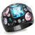 Women's Black Ion Plated Stainless Steel Ring with Sea Blue CZ Stones - Size 10 - IMAGE 1