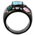 Women's IP Black Plated Stainless Steel Ring with Sea Blue Cubic Zirconia - Size 8 - IMAGE 3