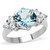 Women's Stainless Steel Engagement Ring with London Blue Synthetic Spinel Stones - Size 6 - IMAGE 1
