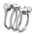 3-Piece Women's Stainless Steel Wedding Rings Set with Square Cubic Zirconia - Size 8 - IMAGE 4