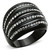IP Black Plated Stainless Steel Women's Ring with Black Diamond Crystals - Size 6 - IMAGE 1
