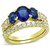 Women's Gold IP Stainless Steel Engagement Ring with Synthetic in Montana Blue - Size 10 - IMAGE 1