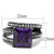 Women's Stainless Steel IP Charcoal Black Ring with AAA Grade CZ in Amethyst - Size 6 - IMAGE 2