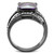 Women's Stainless Steel IP Charcoal Black Ring with AAA Grade CZ in Amethyst - Size 6 - IMAGE 3