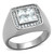 Men's High Polished Stainless Steel Unique Ring with AAA Grade Cubic Zirconia - Size 11 - IMAGE 1