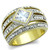 Two Tone Gold IP Stainless Steel Women's Engagement Ring with CZ - Size 9 - IMAGE 1
