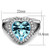 Women's Stainless Steel Engagement Ring with Top Grade Crystal in Sea Blue - Size 6 - IMAGE 2