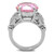 Women's Stainless Steel Engagement Ring with AAA Grade CZ in Pink - Size 7 - IMAGE 3