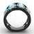 Women's Circular Teal Stainless Steel Engagement Ring with Cubic Zirconia Diamond - Size 8 - IMAGE 3