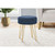 16" Blue and Gold Decorative Round Shaped Ottoman with Metal Legs - IMAGE 2