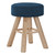 16.25" Blue and Beige Decorative Round Shaped Ottoman with Wooden Legs - IMAGE 1