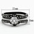 Set of 3 Women's Black Ion Plated Stainless Steel Wedding Ring with Round CZ - Size 6 - IMAGE 2
