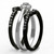Set of 3 Women's Black Ion Plated Stainless Steel Wedding Ring with Round CZ - Size 6 - IMAGE 4