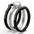 Set of 3 Women's Black IP Stainless Steel Wedding Ring with Round CZ Stones - Size 11 - IMAGE 4