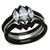 Set of 3 Women's Black IP Stainless Steel Wedding Ring with Marquise Shaped CZ - Size 7 - IMAGE 1