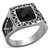 Men's Stainless Steel Ring with Jet Black Synthetic Glass Stone - Size 10 (Pack of 2) - IMAGE 1