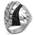 Women's Stainless Steel Ring with Black Jet Crystal - Size 8 - IMAGE 1