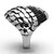 Women's Stainless Steel Ring with Black Jet Crystal - Size 7 - IMAGE 4