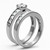 Stainless Steel Women's Wedding Ring Set with Round Cubic Zirconia - Size 9 - IMAGE 4