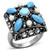 Women's Stainless Steel Ring with Sea Blue Synthetic Turquoise Stones - Size 6 (Pack of 2) - IMAGE 1