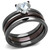 Set of 3 Stainless Steel Women's Wedding Rings with Heart Shaped Cubic Zirconia - Size 7 - IMAGE 1