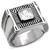 Men's Stainless Steel Solitaire Ring with Square Cubic Zirconia - Size 11 - IMAGE 1