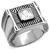 Men's Stainless Steel Solitaire Ring with Square Cubic Zirconia - Size 12 - IMAGE 1